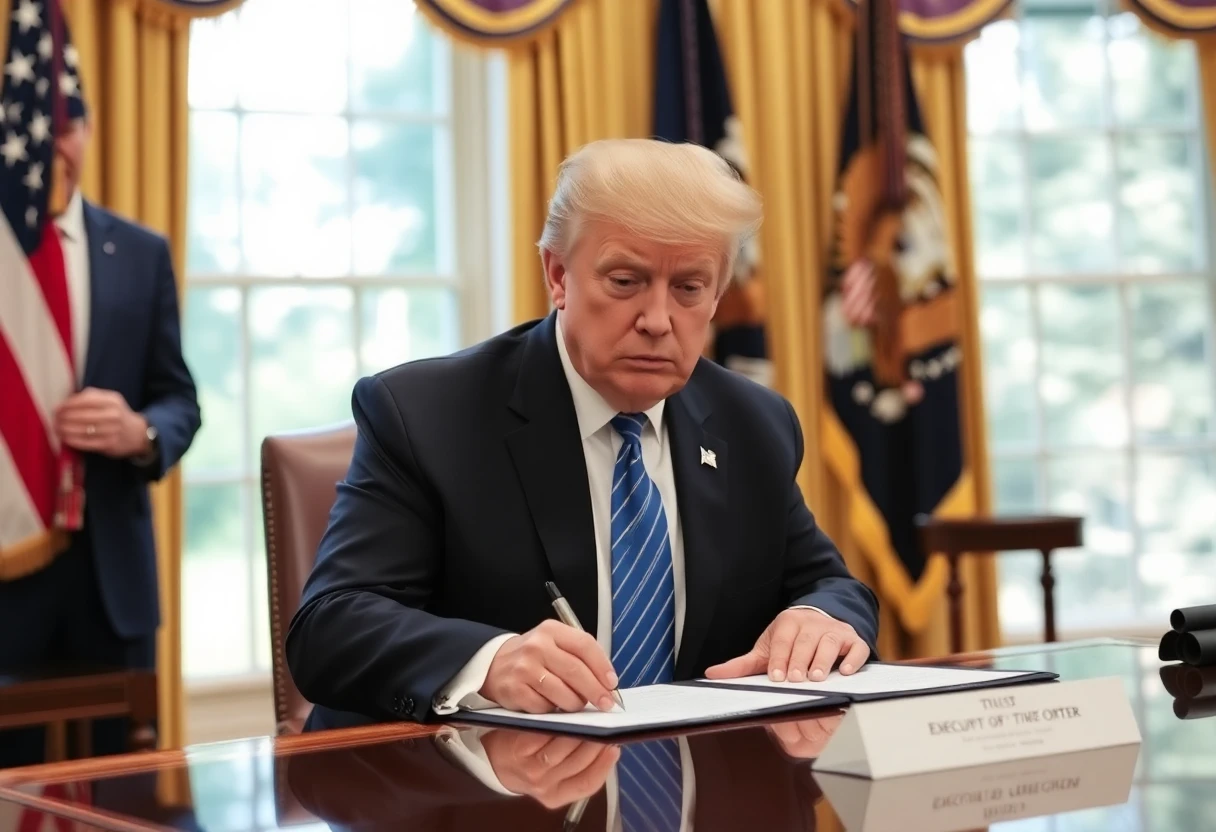 Trump signing executive order in Oval Office